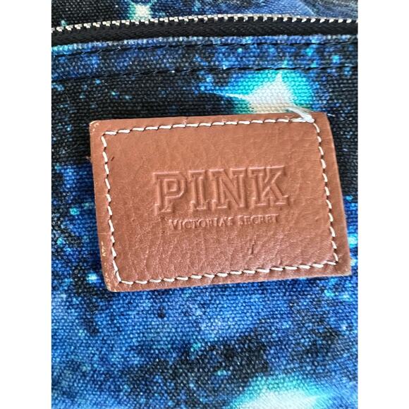 Victoria’s Secret PINK Galaxy Celestrial Blue Canvas Backpack Book Bag Weekender - Picture 5 of 15